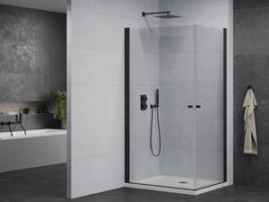 Mexen Pretoria Duo cabină de duș cu balamale 80 x 70 cm, transparent, Neagră + cadă de duș Flat - 852-080-070-70-02-4010B