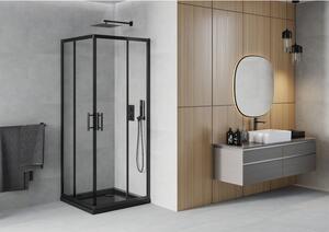 Mexen Rio cabină de duș pătrată 70 x 70 cm, transparent, Neagră + cadă de duș Flat, Neagră - 860-070-070-70-00-4070B