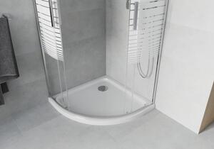 Mexen Rio cabină de duș semirotundă 80 x 80 cm, Dungi, Crom + cadă de duș Flat, Albă - 863-080-080-01-20-4110