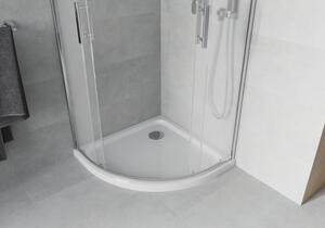 Mexen Rio cabină de duș semirotundă 80 x 80 cm, Înghețat, Crom + cadă de duș Flat, Albă - 863-080-080-01-30-4110