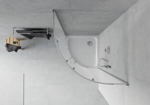 Mexen Rio cabină de duș semirotundă 80 x 80 cm, Înghețat, Crom + cadă de duș Flat, Albă - 863-080-080-01-30-4110