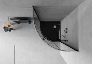 Mexen Rio cabină de duș semirotundă 80 x 80 cm, Grafit, Crom + cadă de duș Flat, Neagră - 863-080-080-01-40-4170