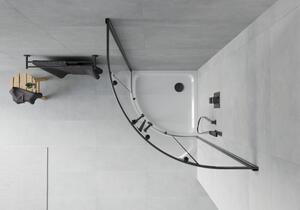 Mexen Rio cabină de duș semirotundă 80 x 80 cm, transparent, Neagră + cadă de duș Flat, Albă - 863-080-080-70-00-4110B