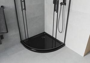 Mexen Rio cabină de duș semirotundă 80 x 80 cm, transparent, Neagră + cadă de duș Flat, Neagră - 863-080-080-70-00-4170B
