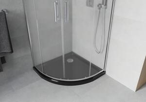 Mexen Rio cabină de duș semirotundă 80 x 80 cm, transparent, Crom + cadă de duș Flat, Neagră - 863-080-080-01-00-4170