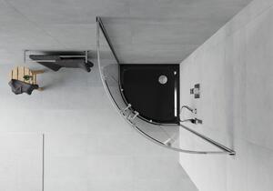 Mexen Rio cabină de duș semirotundă 80 x 80 cm, transparent, Crom + cadă de duș Flat, Neagră - 863-080-080-01-00-4170