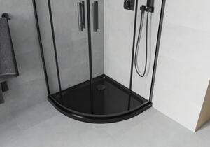 Mexen Rio cabină de duș semirotundă 80 x 80 cm, transparent, Neagră + cadă de duș Flat, Neagră - 863-080-080-70-00-4170B