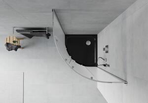 Mexen Rio cabină de duș semirotundă 80 x 80 cm, Înghețat, Crom + cadă de duș Flat, Neagră - 863-080-080-01-30-4170