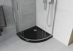 Mexen Rio cabină de duș semirotundă 90 x 90 cm, transparent, Crom + cadă de duș Flat, Neagră - 863-090-090-01-00-4170
