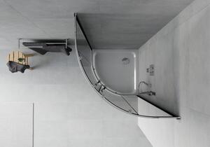 Mexen Rio cabină de duș semirotundă 80 x 80 cm, Grafit, Crom + cadă de duș Flat, Albă - 863-080-080-01-40-4110