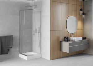 Mexen Rio cabină de duș pătrată 70 x 70 cm, transparent, Crom + cadă de duș Rio, Albă - 860-070-070-01-00-4510