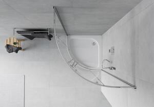 Mexen Rio cabină de duș semirotundă 70 x 70 cm, transparent, Crom + cadă de duș Rio, Albă - 863-070-070-01-00-4710