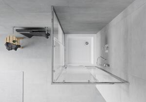 Mexen Rio cabină de duș pătrată 80 x 80 cm, Dungi, Crom + cadă de duș Rio, Albă - 860-080-080-01-20-4510