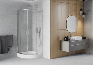 Mexen Rio cabină de duș semirotundă 70 x 70 cm, transparent, Crom + cadă de duș Rio, Albă - 863-070-070-01-00-4710