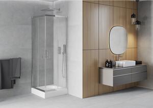 Mexen Rio cabină de duș pătrată 70 x 70 cm, transparent, Crom + cadă de duș Rio, Albă - 860-070-070-01-00-4510