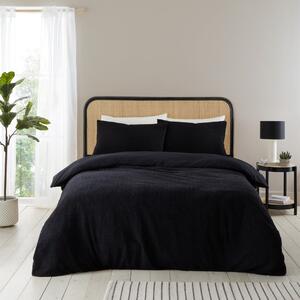 Lenjerie de pat neagră din țesătură bouclé pentru pat dublu/extinsă 230x220 cm Cosy – Catherine Lansfield