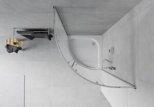 Mexen Rio cabină de duș semirotundă 70 x 70 cm, Înghețat, Crom + cadă de duș Rio, Albă - 863-070-070-01-30-4710