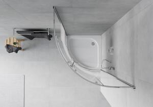 Mexen Rio cabină de duș semirotundă 70 x 70 cm, Dungi, Crom + cadă de duș Rio, Albă - 863-070-070-01-20-4710
