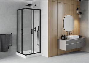 Mexen Rio cabină de duș pătrată 80 x 80 cm, transparent, Neagră + cadă de duș Rio, Albă - 860-080-080-70-00-4510