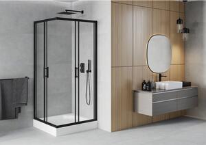 Mexen Rio cabină de duș pătrată 90 x 90 cm, transparent, Neagră + cadă de duș Rio, Albă - 860-090-090-70-00-4510