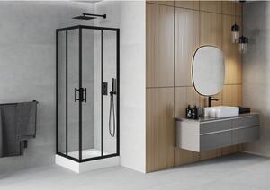 Mexen Rio cabină de duș pătrată 70 x 70 cm, transparent, Neagră + cadă de duș Rio, Albă - 860-070-070-70-00-4510