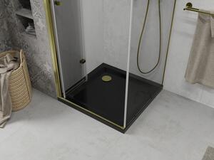 Mexen Lima cabină de duș pliabilă 80 x 80 cm, transparent, Aurie + cadă de duș Flat, Neagră - 856-080-080-50-00-4070G