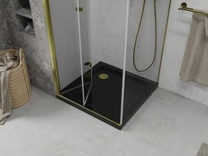 Mexen Lima cabină de duș pliabilă 80 x 80 cm, transparent, Aurie + cadă de duș Flat, Neagră - 856-080-080-50-00-4070G