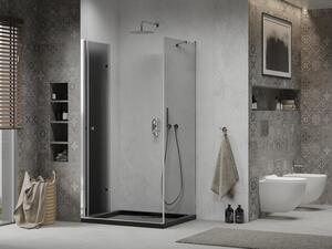 Mexen Lima cabină de duș pliabilă 100 x 80 cm, Grafit, Crom + cadă de duș Flat, Neagră - 856-100-080-01-40-4070