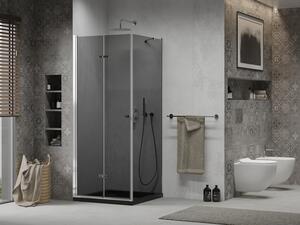 Mexen Lima cabină de duș pliabilă 80 x 80 cm, Grafit, Crom + cadă de duș Flat, Neagră - 856-080-080-01-40-4070