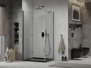 Mexen Lima cabină de duș pliabilă 100 x 80 cm, transparent, Neagră + cadă de duș Flat, Neagră - 856-100-080-70-00-4070B