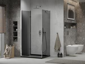 Mexen Lima cabină de duș pliabilă 100 x 80 cm, Grafit, Crom + cadă de duș Flat, Neagră - 856-100-080-01-40-4070