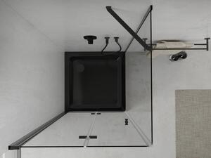 Mexen Lima cabină de duș pliabilă 80 x 80 cm, transparent, Neagră + cadă de duș Flat, Neagră - 856-080-080-70-00-4070B