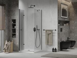 Mexen Lima cabină de duș pliabilă 70 x 70 cm, transparent, Neagră + cadă de duș Flat, Albă - 856-070-070-70-00-4010B
