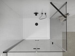 Mexen Lima cabină de duș pliabilă 70 x 80 cm, transparent, Neagră + cadă de duș Flat, Albă - 856-070-080-70-00-4010B