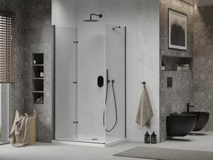 Mexen Lima cabină de duș pliabilă 70 x 80 cm, transparent, Neagră + cadă de duș Flat, Albă - 856-070-080-70-00-4010B