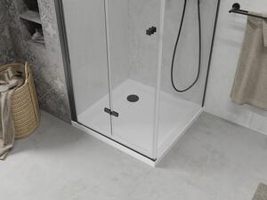 Mexen Lima cabină de duș pliabilă 70 x 70 cm, transparent, Neagră + cadă de duș Flat, Albă - 856-070-070-70-00-4010B
