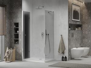 Mexen Lima cabină de duș pliabilă 70 x 80 cm, Grafit, Crom + cadă de duș Flat, Albă - 856-070-080-01-40-4010