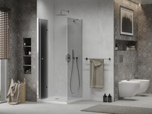 Mexen Lima cabină de duș pliabilă 70 x 70 cm, Grafit, Crom + cadă de duș Flat, Albă - 856-070-070-01-40-4010