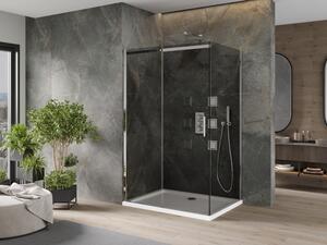 Mexen Omega cabină de duș extensibilă 100 x 70 cm, Grafit, Crom + cadă de duș Flat, Albă - 825-100-070-01-40-4010