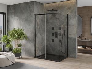 Mexen Omega cabină de duș extensibilă 100 x 80 cm, transparent, Neagră + cadă de duș Flat, Neagră - 825-100-080-70-00-4070B