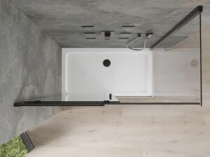 Mexen Omega cabină de duș extensibilă 130 x 70 cm, transparent, Neagră + cadă de duș Flat, Albă - 825-130-070-70-00-4010B