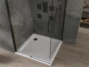 Mexen Omega cabină de duș extensibilă 100 x 100 cm, transparent, Neagră + cadă de duș Flat, Albă - 825-100-100-70-00-4010B