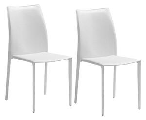 Set 2 scaune Solene, tapițate, metal/ piele ecologică, alb