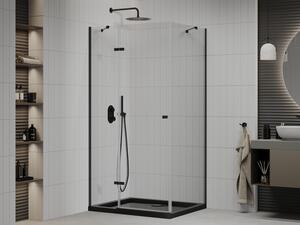 Mexen Roma cabină de duș cu balamale 100 x 80 cm, transparent, Neagră + cadă de duș Flat, Neagră - 854-100-080-70-00-4070B