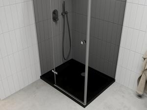 Mexen Roma cabină de duș cu balamale 100 x 80 cm, Grafit, Crom + cadă de duș Flat, Neagră - 854-100-080-01-40-4070