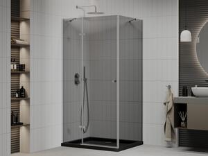 Mexen Roma cabină de duș cu balamale 100 x 80 cm, Grafit, Crom + cadă de duș Flat, Neagră - 854-100-080-01-40-4070