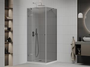Mexen Roma cabină de duș cu balamale 70 x 70 cm, Grafit, Crom + cadă de duș Flat, Albă - 854-070-070-01-40-4010