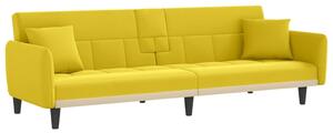 Canapea extensibilă cu suporturi de pahar, galben, textil