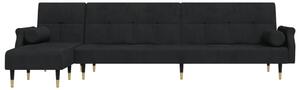 Canapea extensibilă în formă de L negru 271x140x70 cm catifea