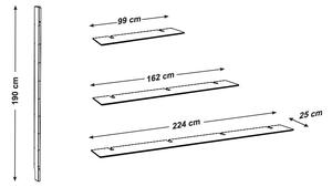 Sistem modular de rafturi alb/aspect de lemn de stejar 224x190 cm Bridge – Tenzo